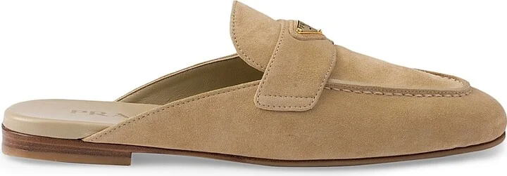 Women's Suede Sabots Mules - Beige Khaki - Size 5