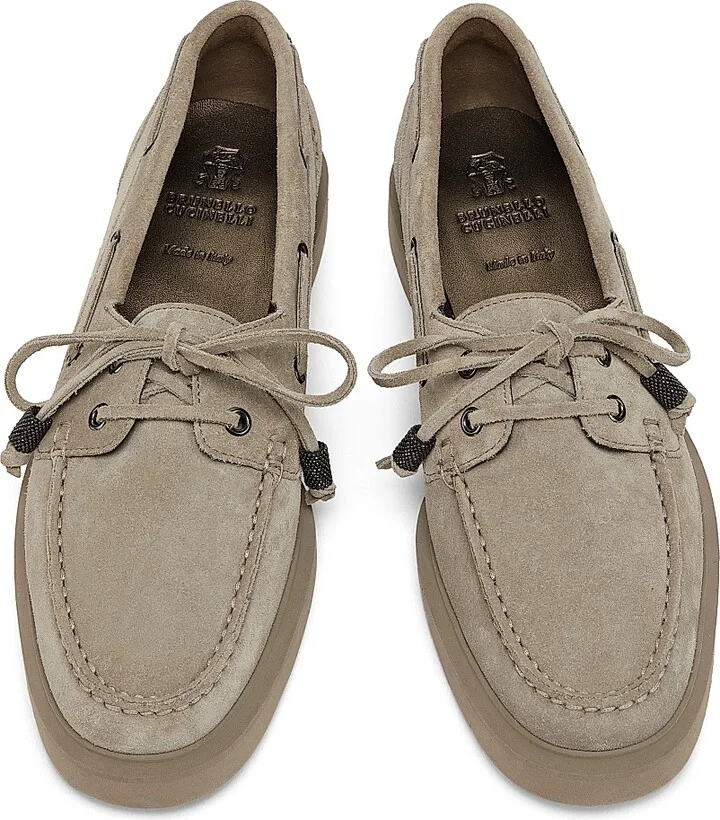 Women's Suede Sail Penny Loafers - Dark Beige - Size 7 - Image 4