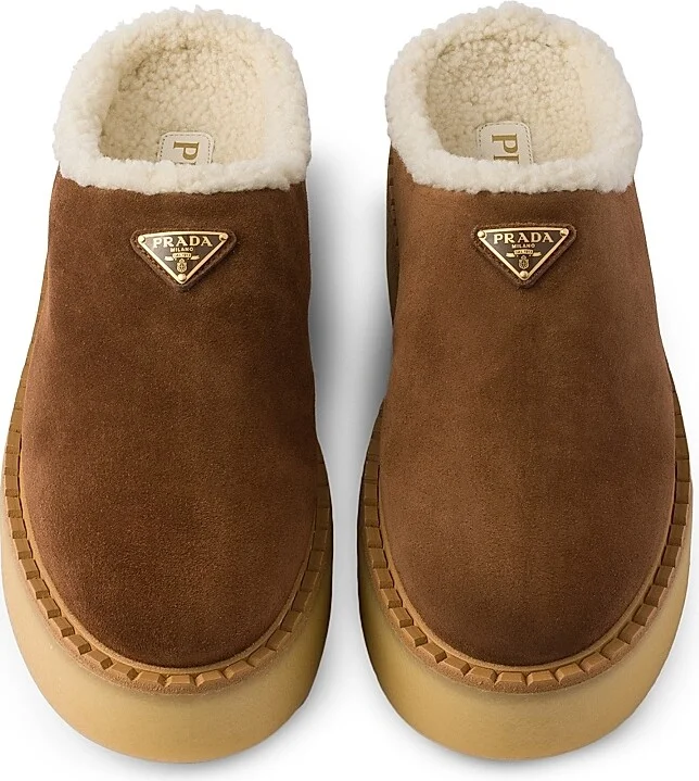 Women's Suede Slippers - Brown - Size 4.5 - Image 2