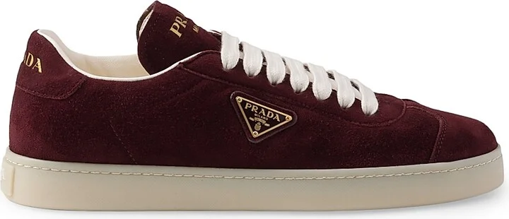 Women's Suede Sneakers - Dark Red - Size 5.5