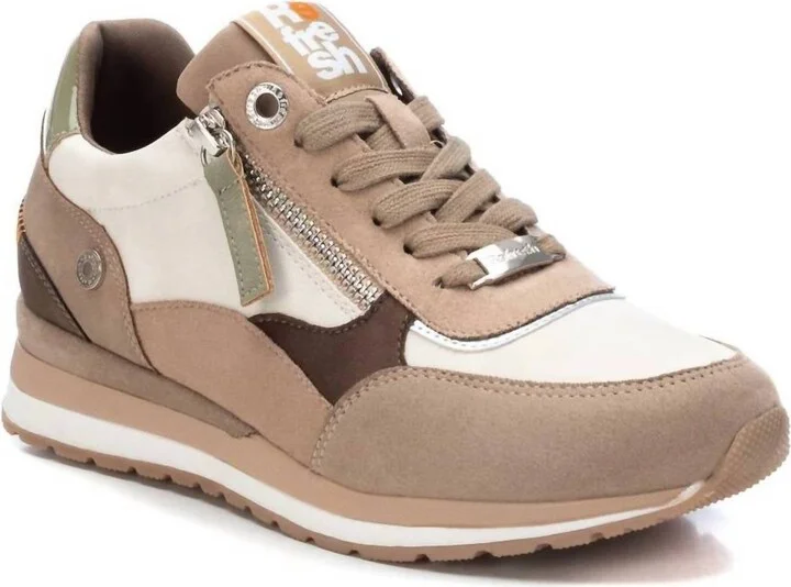 Women's Suede Sneakers In Beige