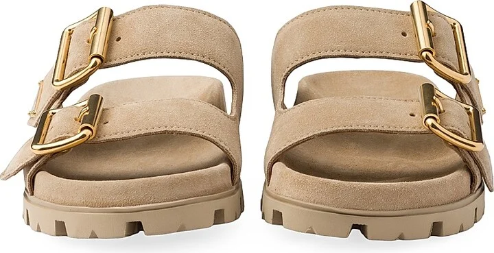 Women's Suede Strap Slides - Beige Khaki - Size 9 - Image 4