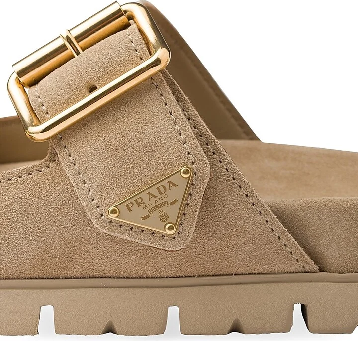 Women's Suede Strap Slides - Beige Khaki - Size 9 - Image 6