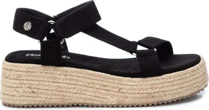 Women's Suede Strappy Sandals With Jute Platform By XTI_