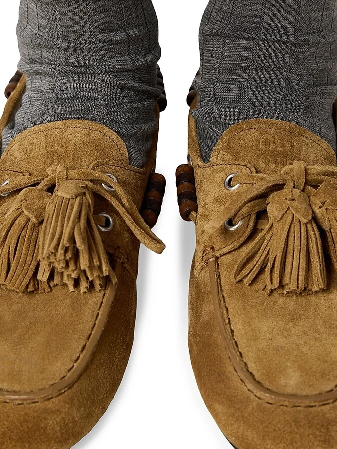 Women's Suede Tassel Loafers - Light Brown - Size 7 - Image 3