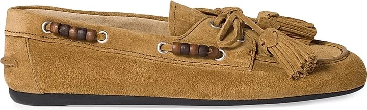 Women's Suede Tassel Loafers - Light Brown - Size 7