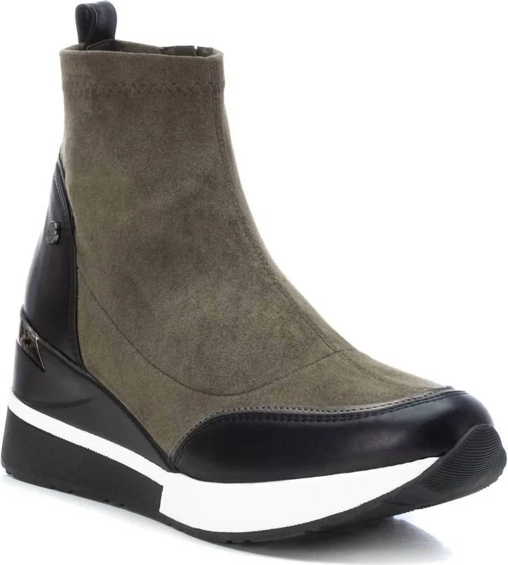 Women's Suede Wedge Booties In Open Green