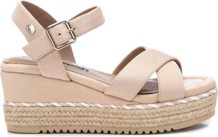 Women's Suede Wedge Sandals In Beige