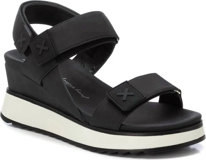 Women's Suede Wedge Sandals In Black
