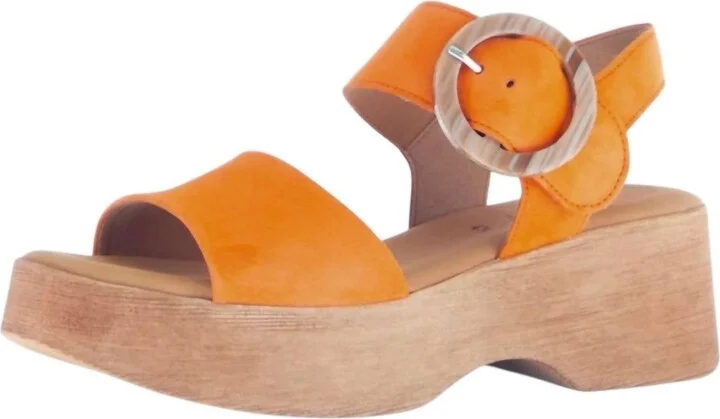 Women's Suede Wedge Sandals In Clementine