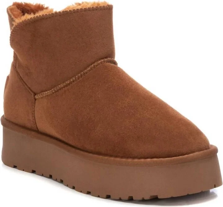 Women's Suede Winter Boots In Camel