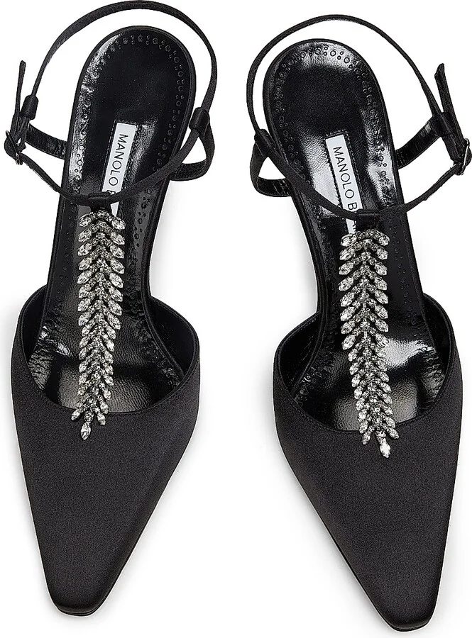 Women's Sufik Satin Embellished T-Strap Pumps - Black - Size 11.5 - Image 4