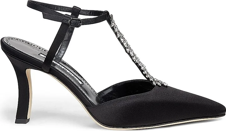 Women's Sufik Satin Embellished T-Strap Pumps - Black - Size 11.5