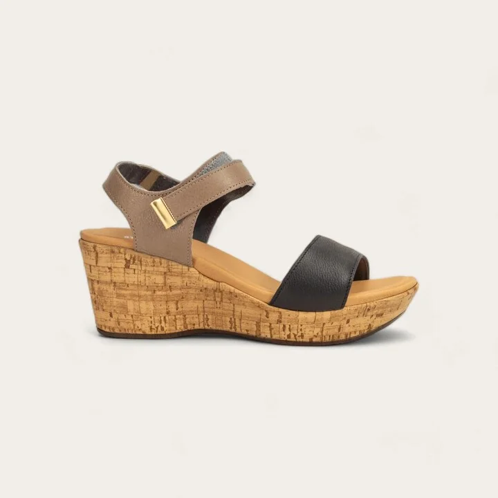 Women's Summer Wedge Heels In Black/stone