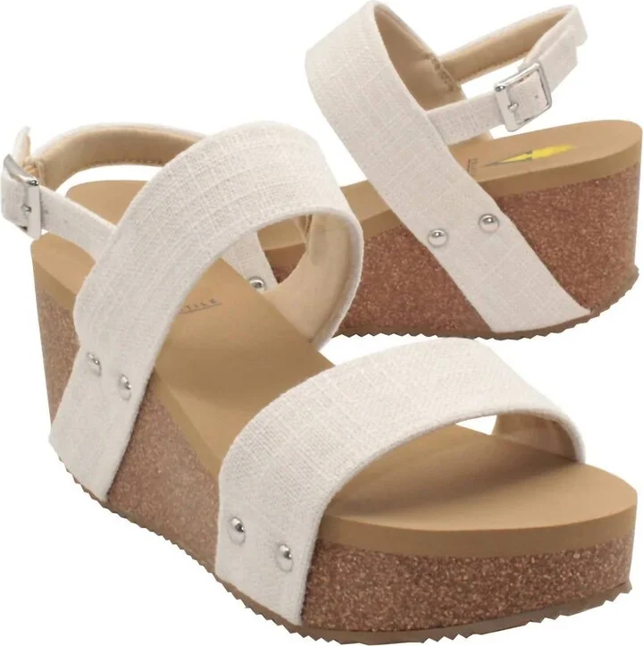 Women's Summerlove Linen Strap Wedge Sandal In Bone Linen