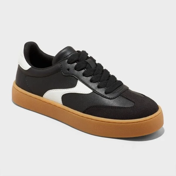 Women's Sumter Platform Fashion Sneakers - Wild Fable™ Black : Lace Up, Memory Foam Insole, Textured Outsole, Medium Width