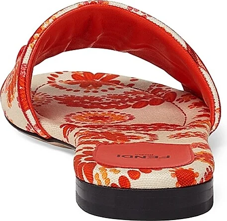 Women's Sunshine Logo Brocade Flat Slides - Camelia Lava - Size 5 Sandals - Image 3