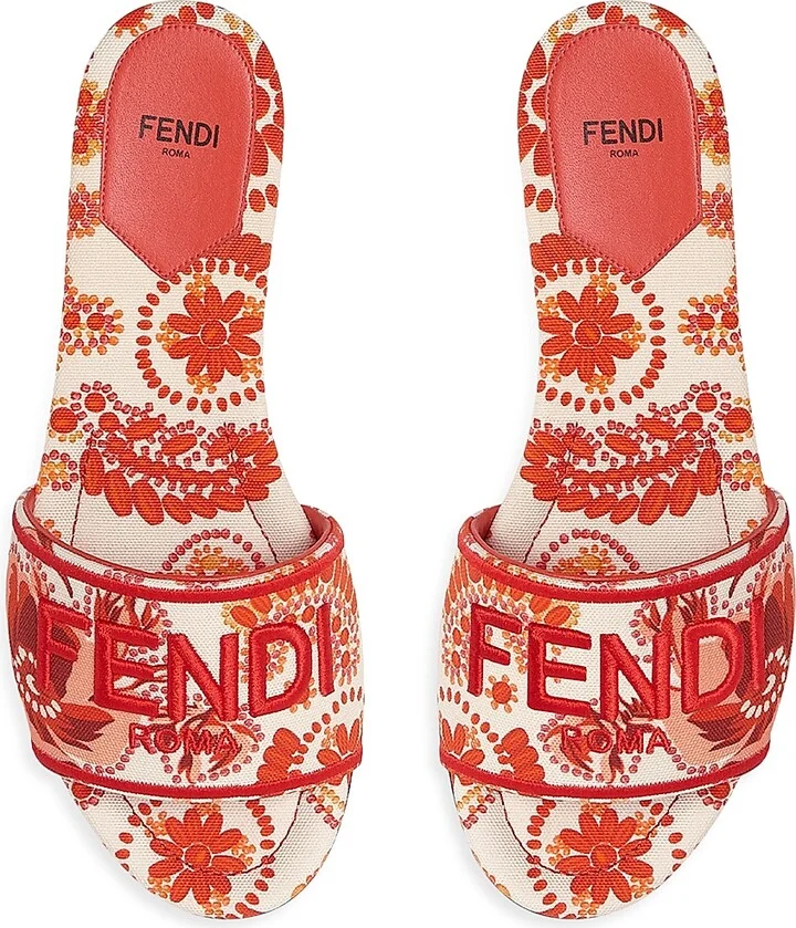 Women's Sunshine Logo Brocade Flat Slides - Camelia Lava - Size 5 Sandals - Image 4