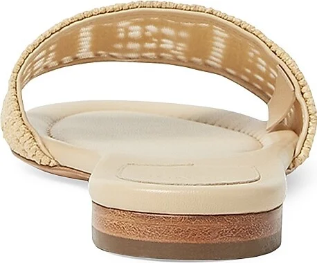 Women's Sunshine Logo Leather Flat Slides - Beige - Size 5 Sandals - Image 3
