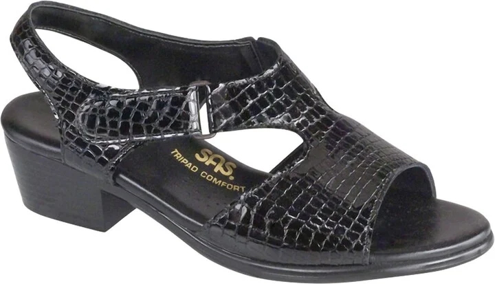 Women's Suntimer Heel Strap Sandal In Black Croc