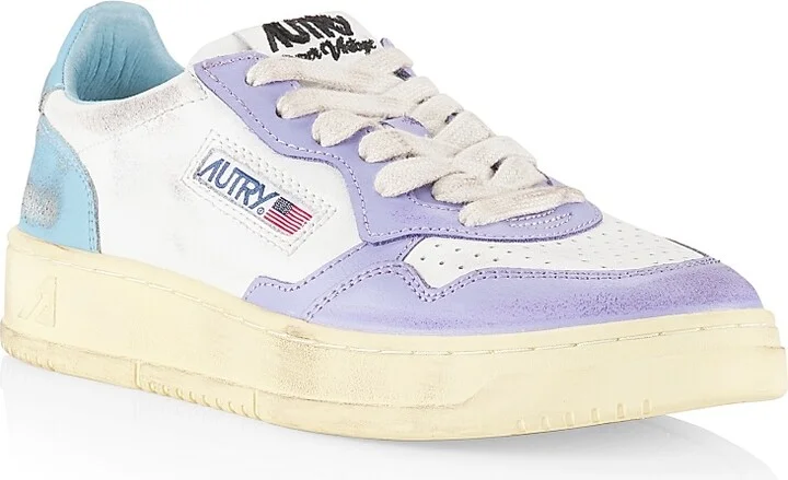 Women's Super Vintage Leather Low-Top Sneakers - White Lavender - Size 5 - Image 2