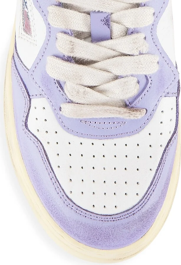 Women's Super Vintage Leather Low-Top Sneakers - White Lavender - Size 5 - Image 4
