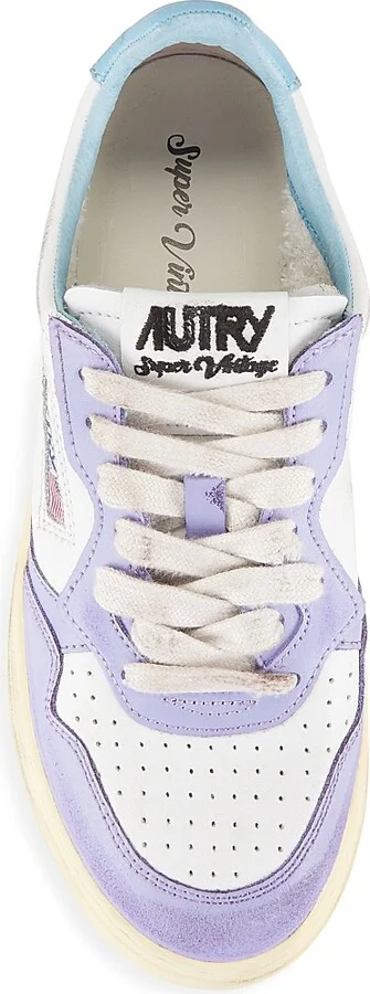 Women's Super Vintage Leather Low-Top Sneakers - White Lavender - Size 5 - Image 5