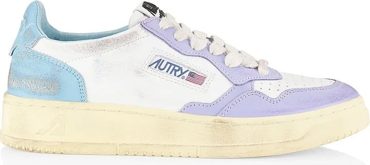 Women's Super Vintage Leather Low-Top Sneakers - White Lavender - Size 5
