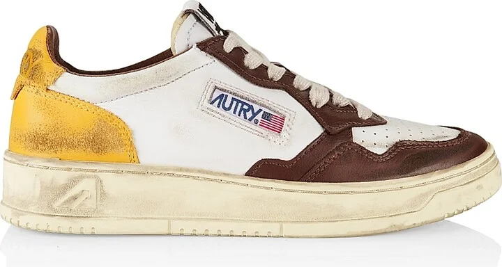 Women's Super Vintage Low Sneakers - White Brown - Size 5