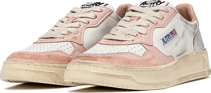 Women's Super Vintage Low-Top Sneakers - White Pink Silver Ivory - Size 5 - Image 2