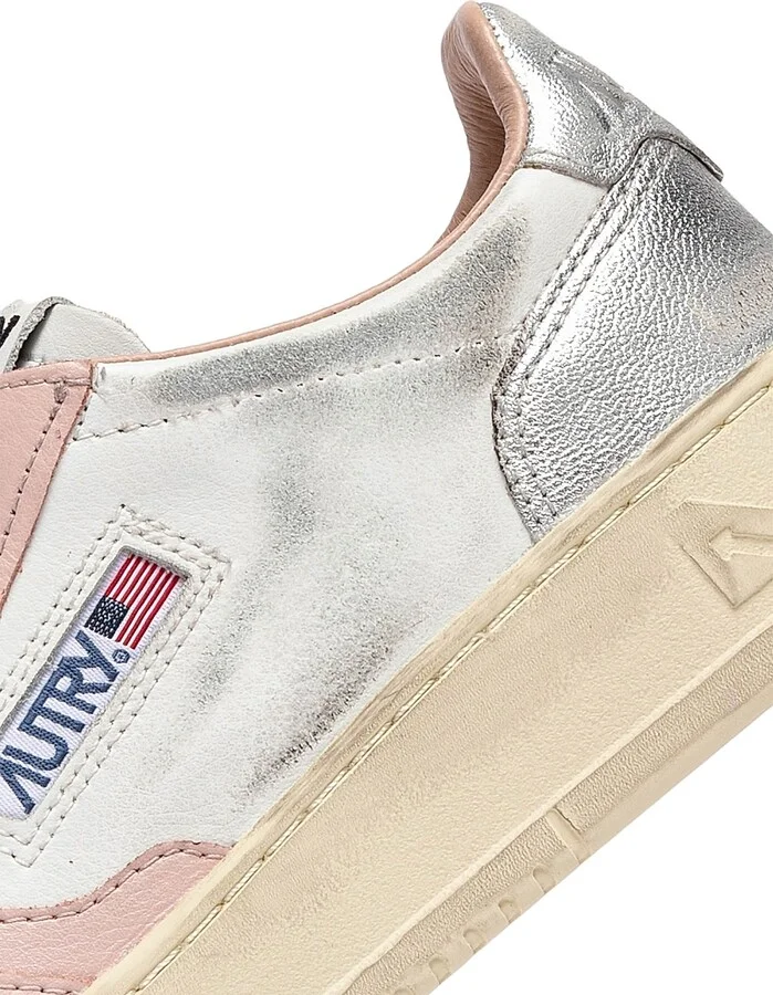 Women's Super Vintage Low-Top Sneakers - White Pink Silver Ivory - Size 5 - Image 6