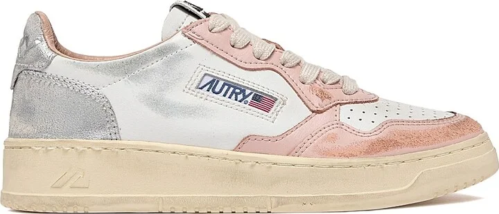 Women's Super Vintage Low-Top Sneakers - White Pink Silver Ivory - Size 5