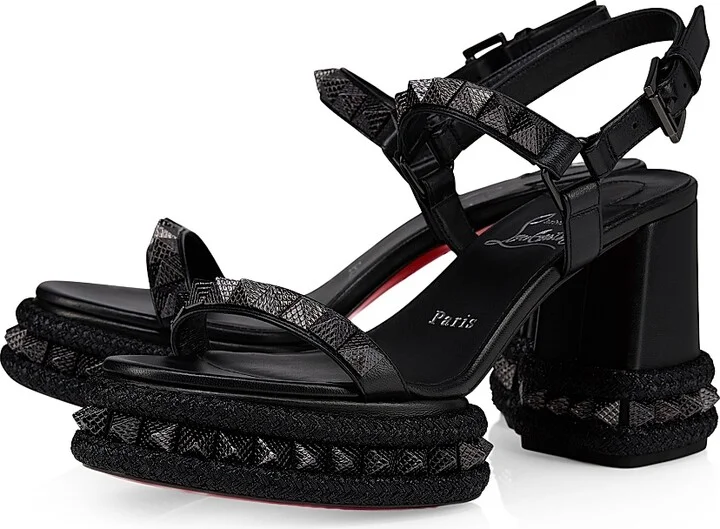 Women's Superaclou 85MM Leather Sandals - Black - Size 5 - Image 2