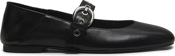 Women's Supermoto Leather Mary Jane Flats - Black - Size 10