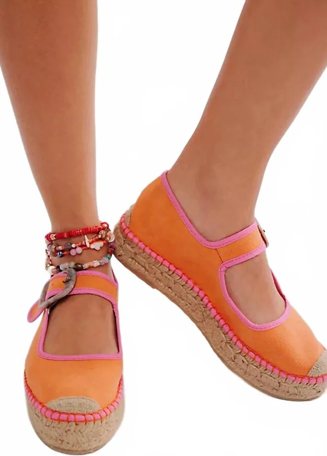 Women's Surfside Mary Jane Espadrilles In Orange Crush