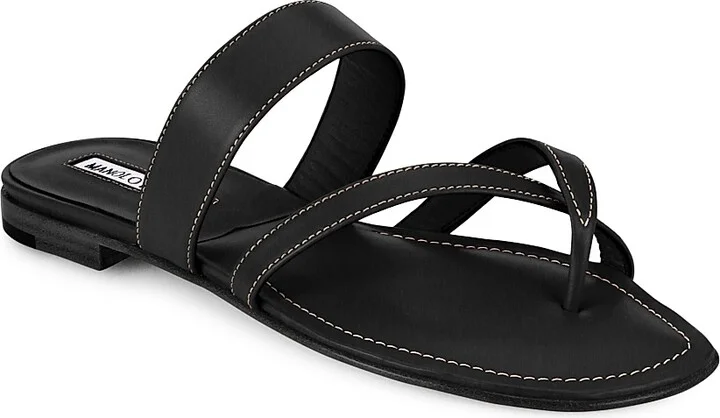 Women's Susa Leather Thong Sandals - Black - Size 6