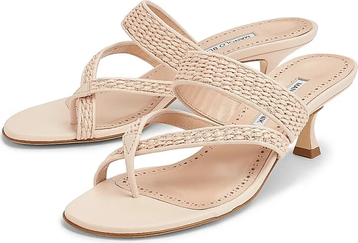 Women's Susa Woven Leather Heeled Sandals - Light Beige - Size 6 - Image 2