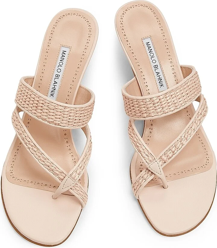 Women's Susa Woven Leather Heeled Sandals - Light Beige - Size 6 - Image 4