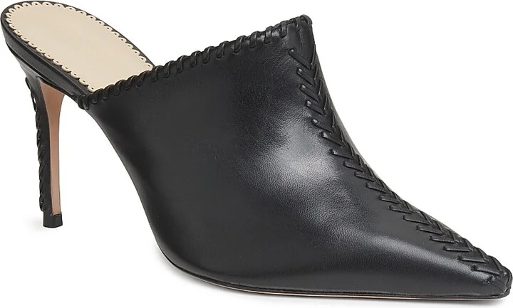 Women's Susan 85MM Whipstitched Leather Mules - Black - Size 7 - Image 2