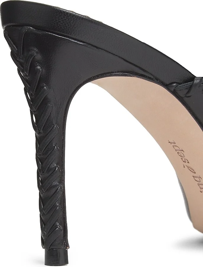 Women's Susan 85MM Whipstitched Leather Mules - Black - Size 7 - Image 5