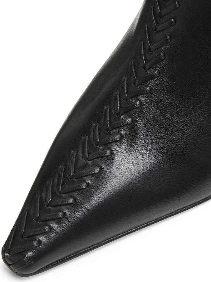 Women's Susan 85MM Whipstitched Leather Mules - Black - Size 7 - Image 6