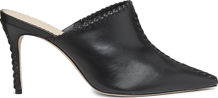 Women's Susan 85MM Whipstitched Leather Mules - Black - Size 7