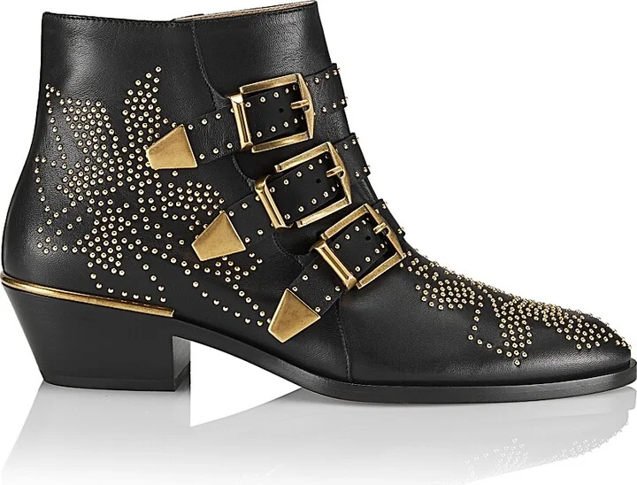 Women's Susanna Studded Leather Ankle Boots - Black - Size 5