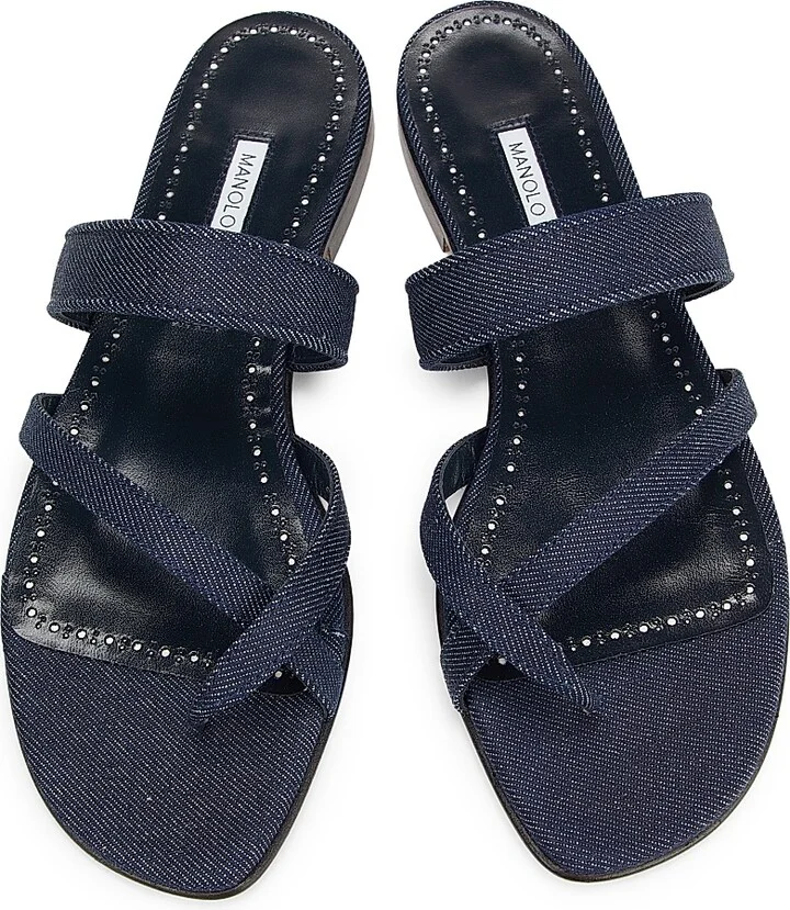 Women's Susaperf Cotton Flat Sandals - Navy Denim - Size 10 - Image 4