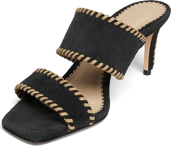 Women's Sutton 70MM Suede Whipstitch Sandals - Black Brown Sugar - Size 5 - Image 2