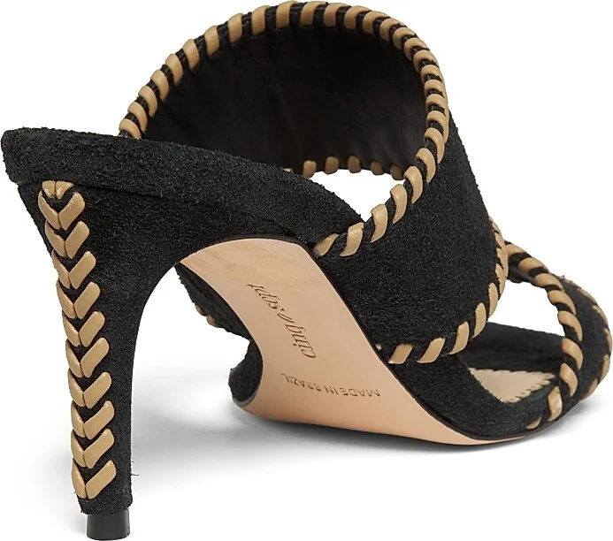 Women's Sutton 70MM Suede Whipstitch Sandals - Black Brown Sugar - Size 5 - Image 3