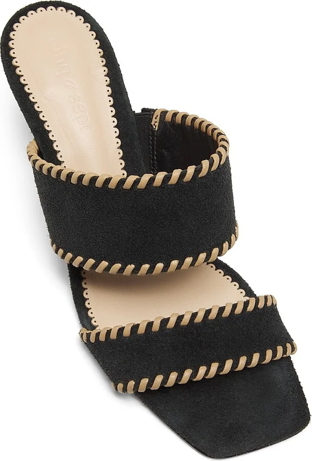 Women's Sutton 70MM Suede Whipstitch Sandals - Black Brown Sugar - Size 5 - Image 4