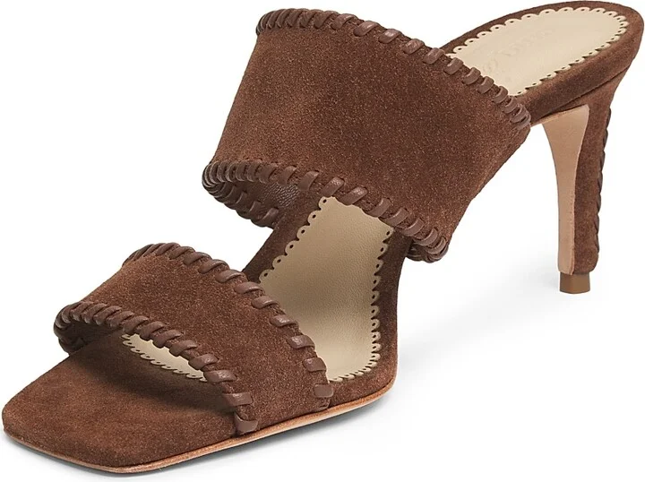 Women's Sutton 70MM Suede Whipstitch Sandals - Black Brown Sugar - Size 5 - Image 7