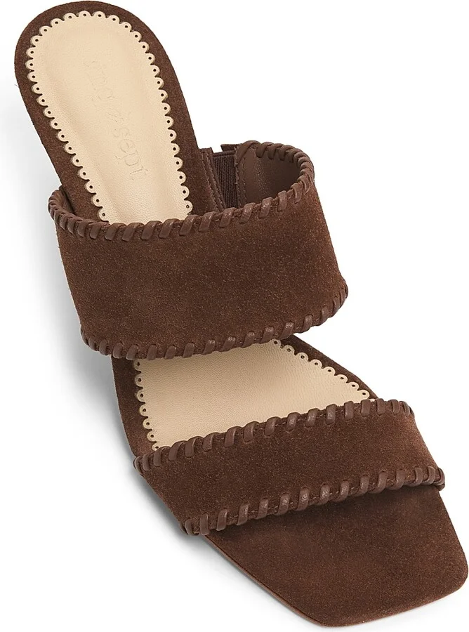 Women's Sutton 70MM Suede Whipstitch Sandals - Black Brown Sugar - Size 5 - Image 9