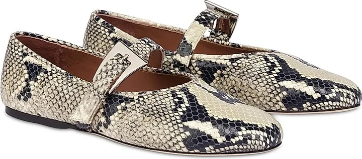 Women's Sveva Python-Print Leather Ballet Flats - Naturale - Size 6.5 - Image 2